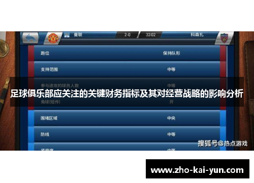 足球俱乐部应关注的关键财务指标及其对经营战略的影响分析